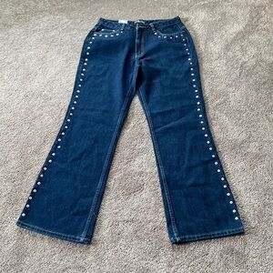 Wild Secret Y2K Studded Flare Jeans Dark Wash SIZE 13 Juniors NWT